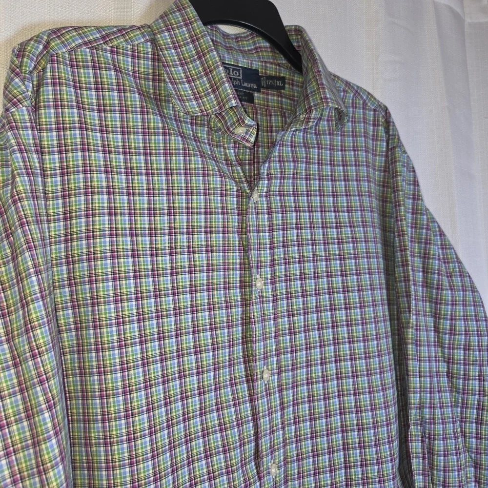 Polo Ralph Lauren Regent Custom Button Up Dress‎ Shirt Mens 17.5 XL Plaid